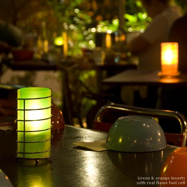 Acrylic Candle Lamp 16cm w/ 7 Ring Chrome Base & Removable Colour Insert