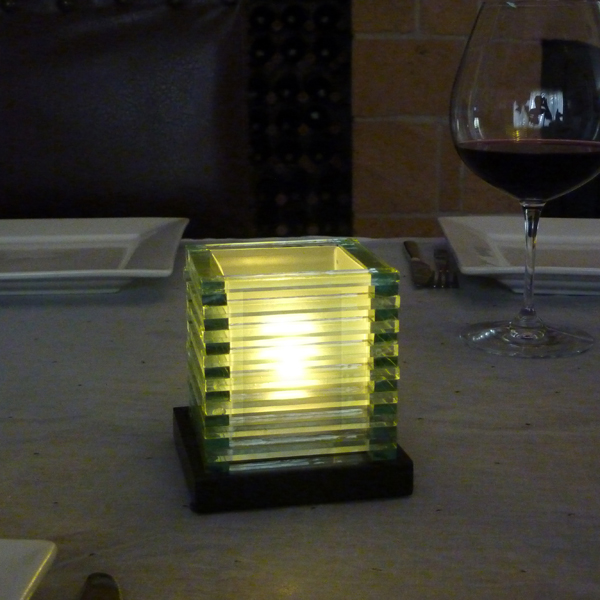 Mini Louvre Clear Candle Lamp -w/Candle LED