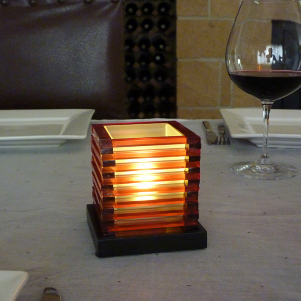 Mini Louvre Ruby Candle Lamp 9.5cm -w/Candle LED