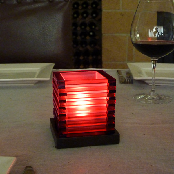 Mini Louvre Ruby Candle Lamp 9.5cm -w/ Multi Colour LED