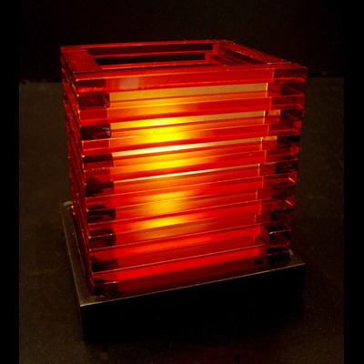 Louvre Mini 10cm Glass Candle Lamp - Ruby