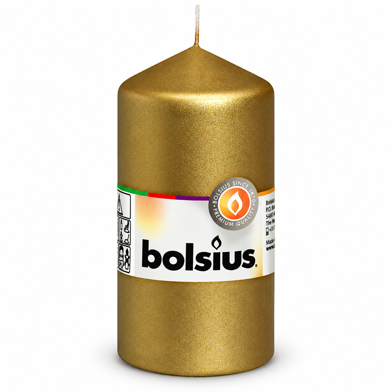 Bolsius Euro Classic Pillar Candle - 120 x 58mm - Gold, Silver - Image 2